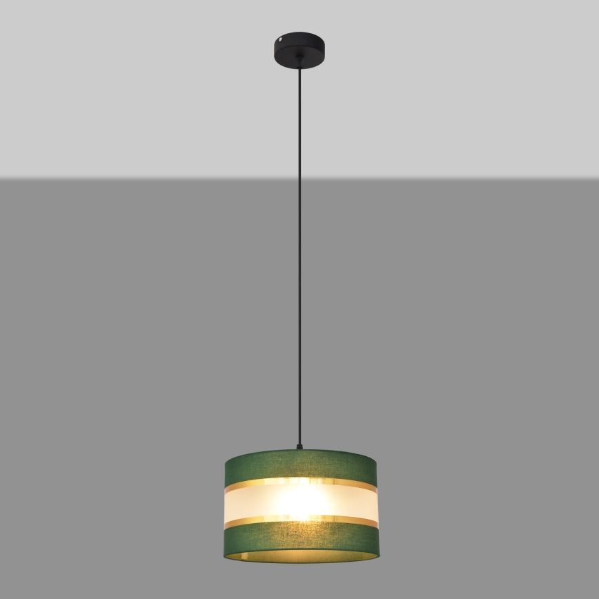 Żyrandol na lince HELEN 1xE27/15W/230V śr. 25 cm zielony/złoty