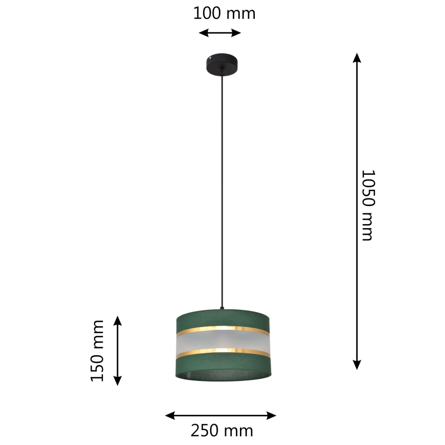 Żyrandol na lince HELEN 1xE27/15W/230V śr. 25 cm zielony/złoty