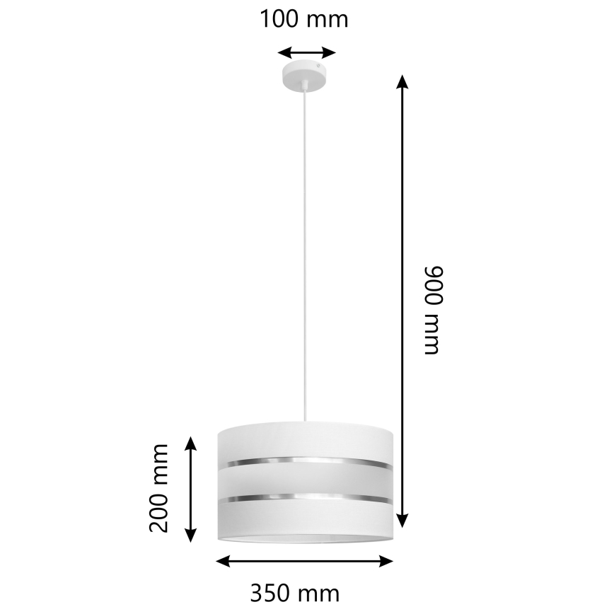 Żyrandol na lince HELEN 1xE27/15W/230V śr. 35 cm biały