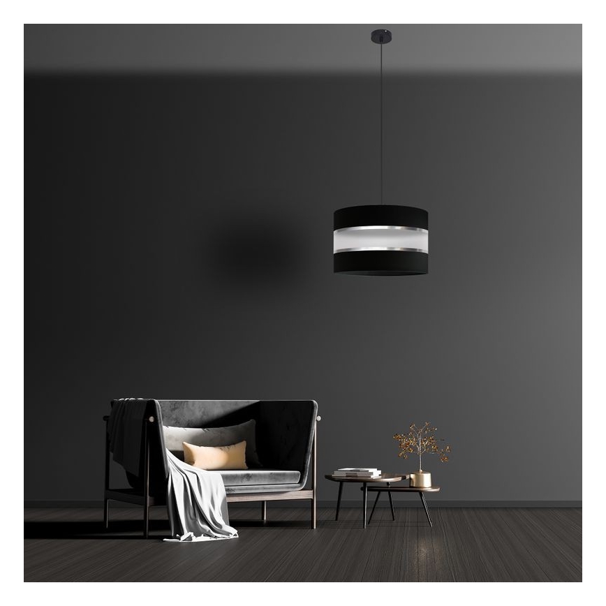 Żyrandol na lince HELEN 1xE27/15W/230V śr. 35 cm czarny/srebrny