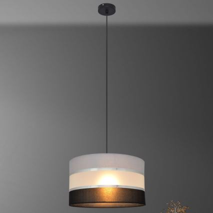Żyrandol na lince HELEN 1xE27/15W/230V śr. 35 cm czarny/szary/srebrny