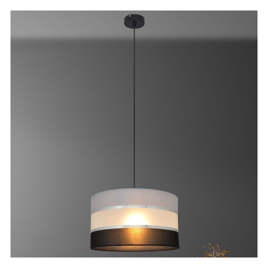 Żyrandol na lince HELEN 1xE27/15W/230V śr. 35 cm czarny/szary/srebrny