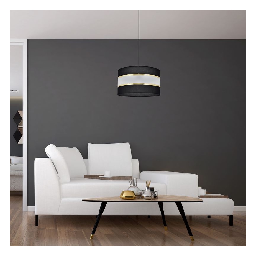 Żyrandol na lince HELEN 1xE27/15W/230V śr. 35 cm czarny/złoty
