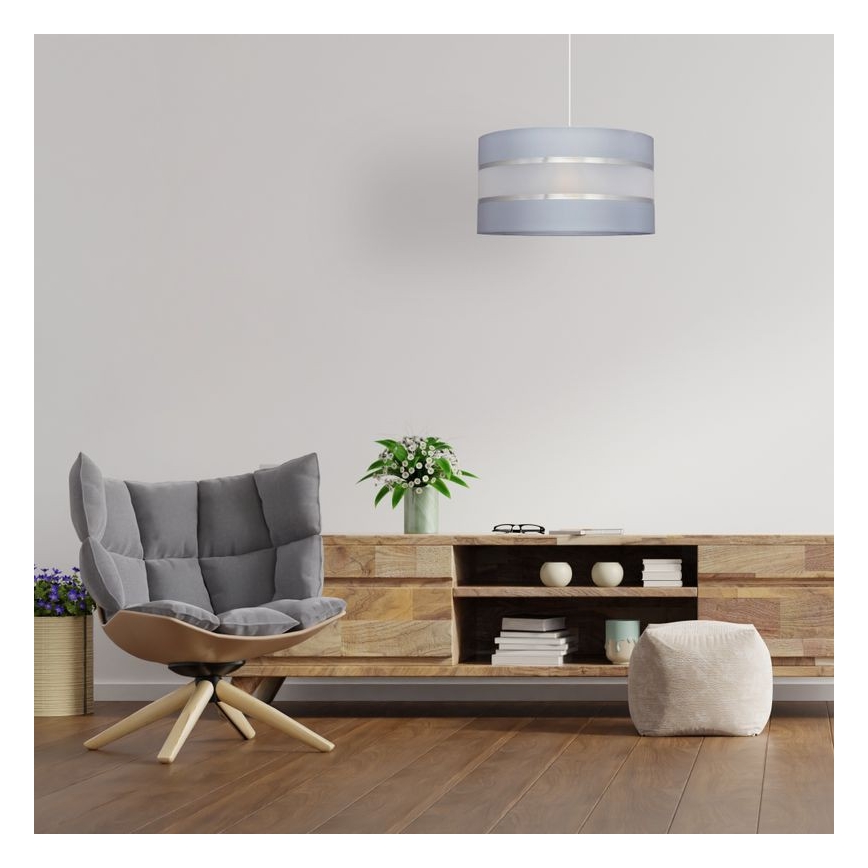 Żyrandol na lince HELEN 1xE27/15W/230V śr. 35 cm szary/srebrny