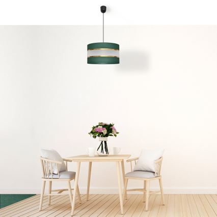 Żyrandol na lince HELEN 1xE27/15W/230V śr. 35 cm zielony/złoty
