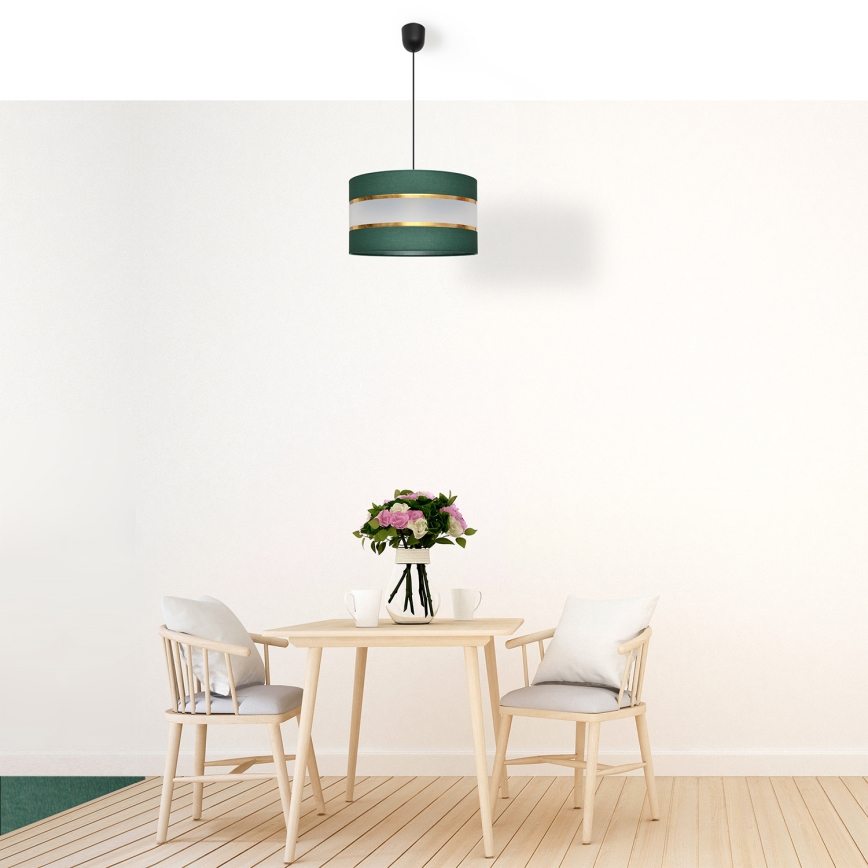 Żyrandol na lince HELEN 1xE27/15W/230V śr. 35 cm zielony/złoty