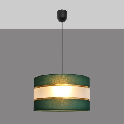Żyrandol na lince HELEN 1xE27/15W/230V śr. 35 cm zielony/złoty