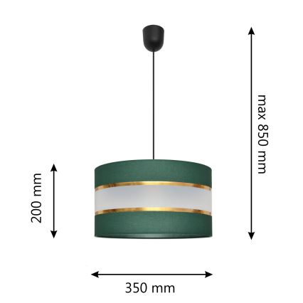 Żyrandol na lince HELEN 1xE27/15W/230V śr. 35 cm zielony/złoty