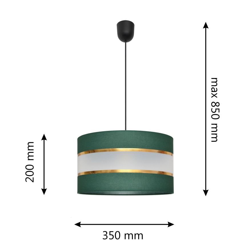 Żyrandol na lince HELEN 1xE27/15W/230V śr. 35 cm zielony/złoty