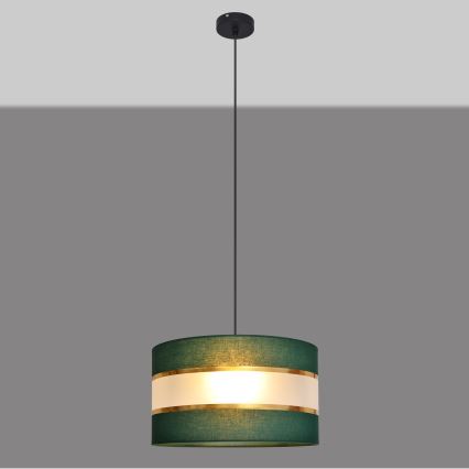 Żyrandol na lince HELEN 1xE27/15W/230V śr. 35 cm zielony/złoty