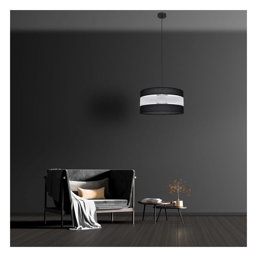 Żyrandol na lince HELEN 1xE27/15W/230V śr. 40 cm czarny/srebrny