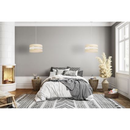 Żyrandol na lince HELEN 1xE27/15W/230V śr. 40 cm kremowy/złoty