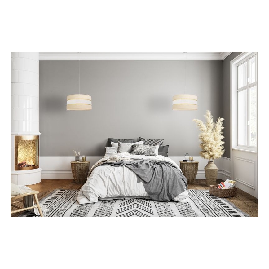 Żyrandol na lince HELEN 1xE27/15W/230V śr. 40 cm kremowy/złoty