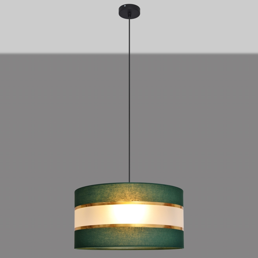 Żyrandol na lince HELEN 1xE27/15W/230V śr. 40 cm zielony/złoty