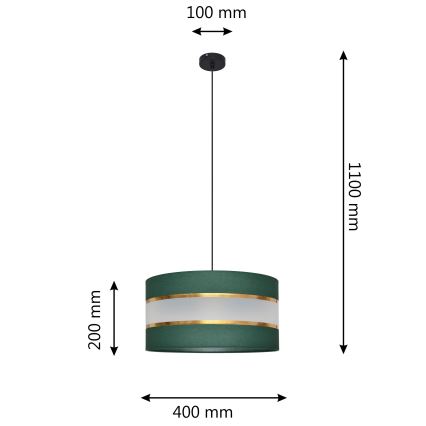 Żyrandol na lince HELEN 1xE27/15W/230V śr. 40 cm zielony/złoty
