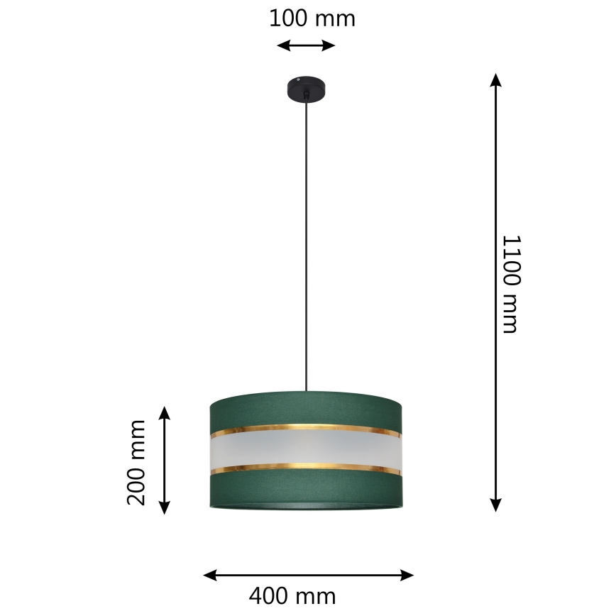 Żyrandol na lince HELEN 1xE27/15W/230V śr. 40 cm zielony/złoty