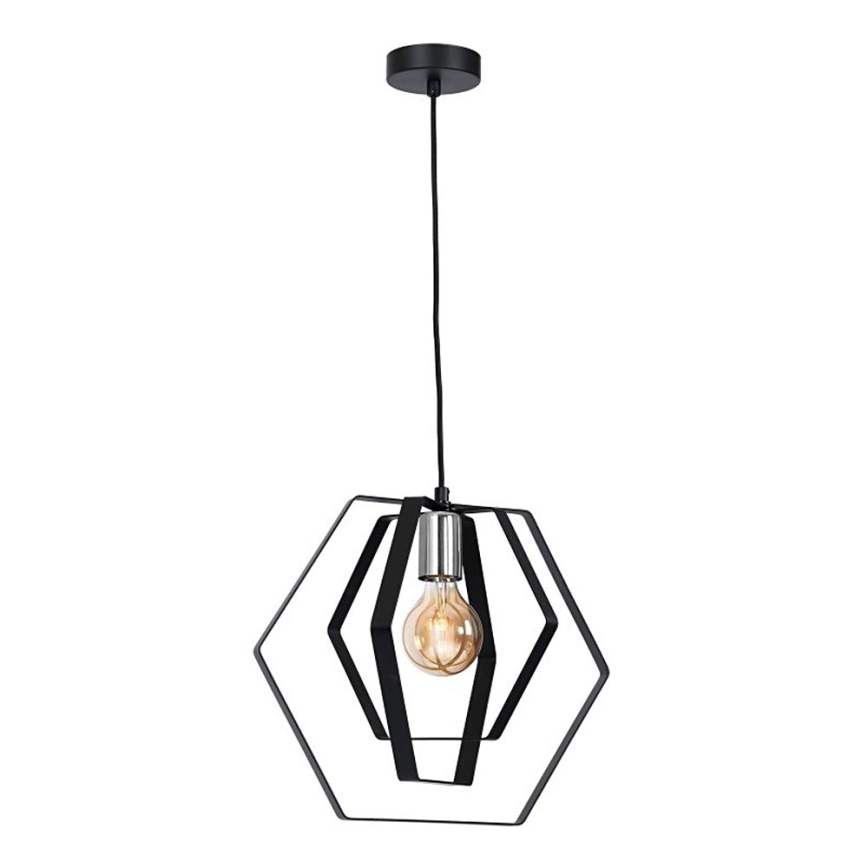 Żyrandol na lince HEXAGON 1xE27/60W/230V czarny/chrom błyszczący