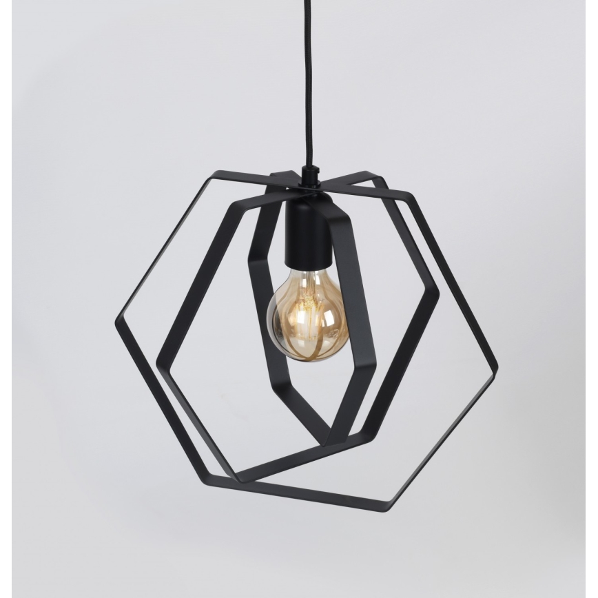 Żyrandol na lince HEXAGON 3xE27/60W/230V czarny okrągły