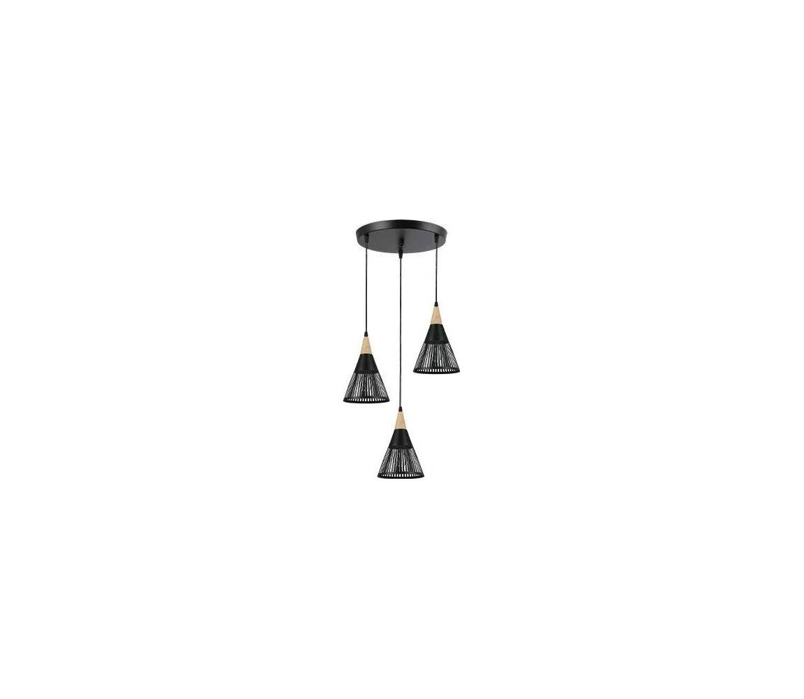 Żyrandol na lince HIRA 3xE27/60W/230V śr. 40 cm czarny