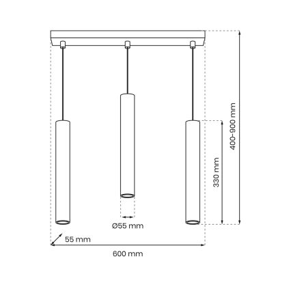 Żyrandol na lince HUDSON 3xGU10/8W/230V czarny