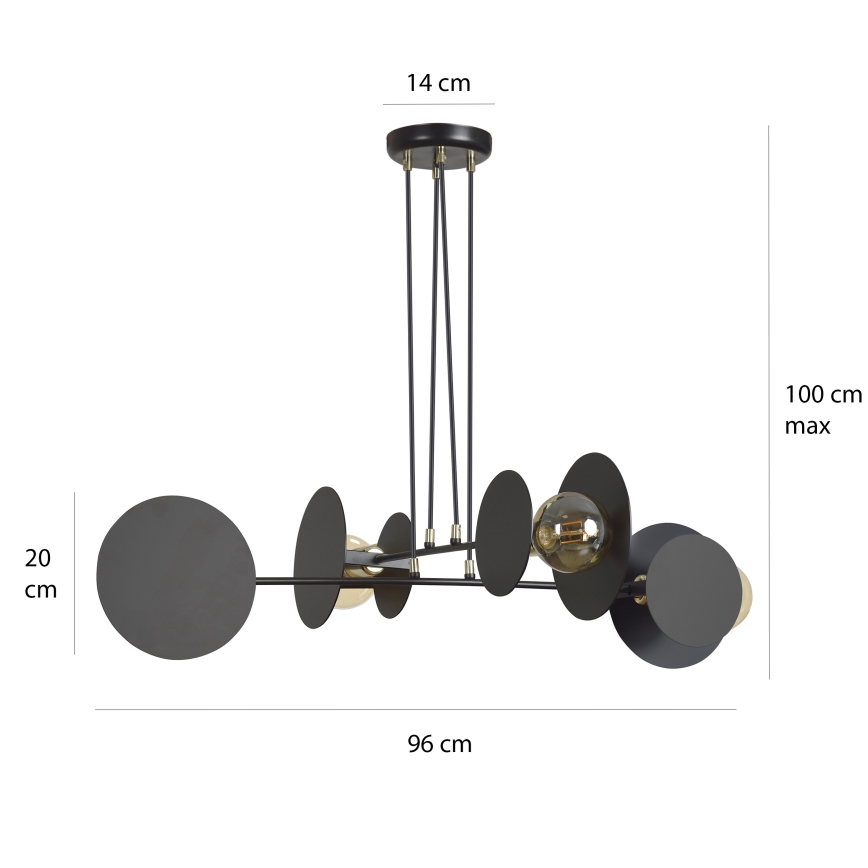 Żyrandol na lince IDEA 4xE27/15W/230V czarny