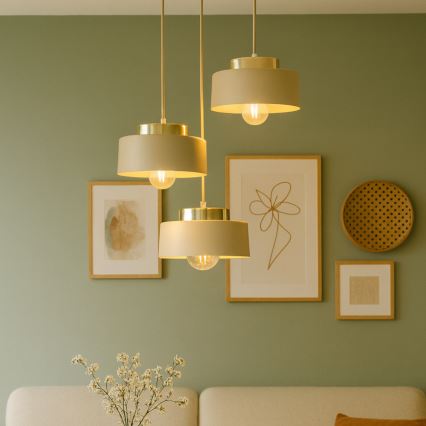 Żyrandol na lince IGNIA 3xE27/60W/230V beżowy/złoty