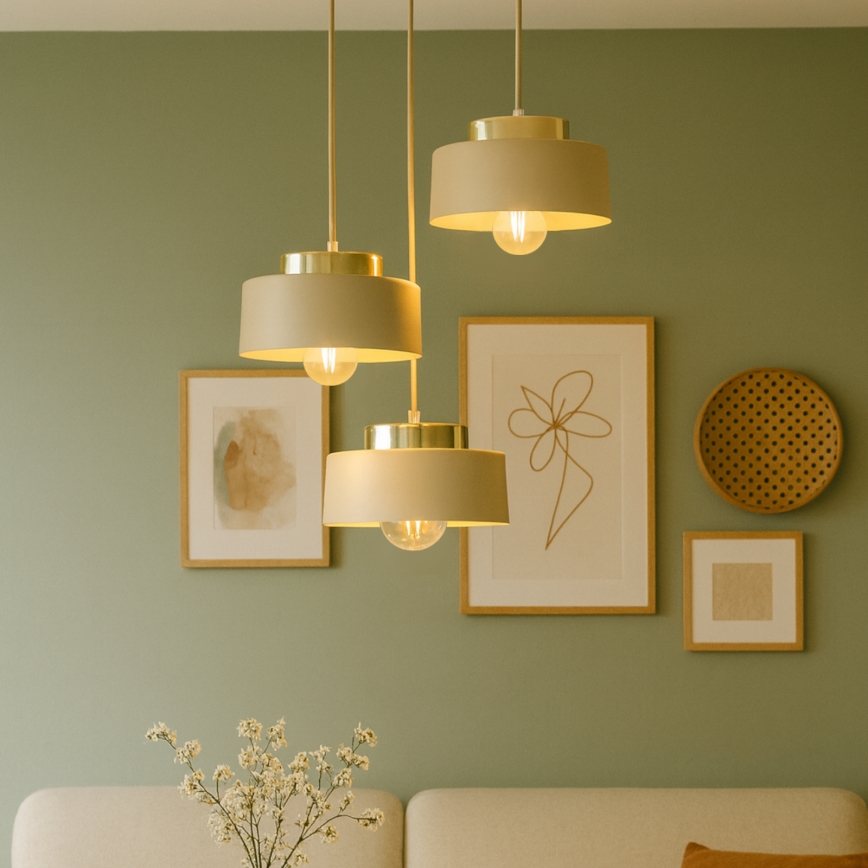 Żyrandol na lince IGNIA 3xE27/60W/230V beżowy/złoty