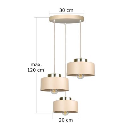 Żyrandol na lince IGNIA 3xE27/60W/230V taupe