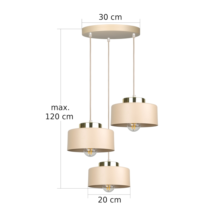 Żyrandol na lince IGNIA 3xE27/60W/230V taupe