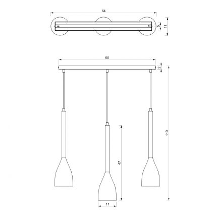 Żyrandol na lince ISTAPPAR 3xE27/60W/230V czarny