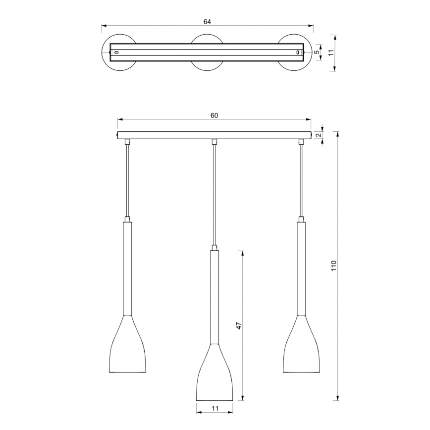 Żyrandol na lince ISTAPPAR 3xE27/60W/230V czarny