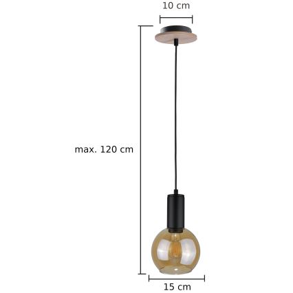 Żyrandol na lince JANTAR WOOD 1xE27/60W/230V