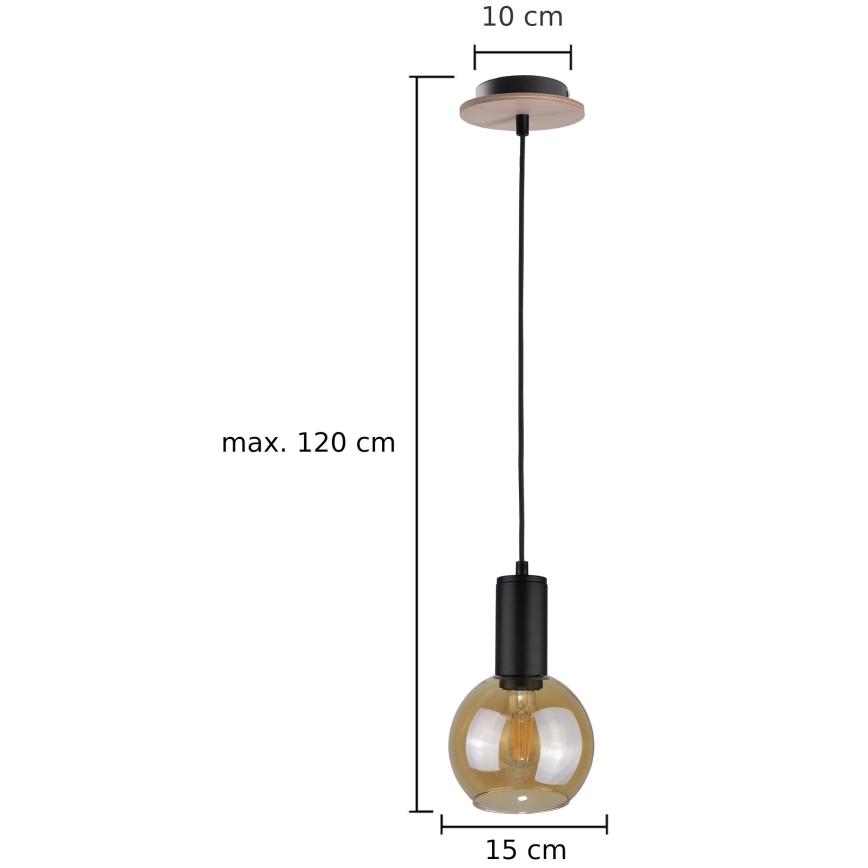 Żyrandol na lince JANTAR WOOD 1xE27/60W/230V