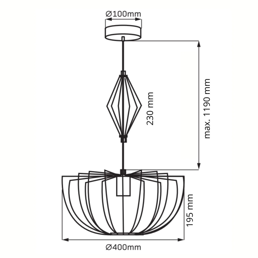 Żyrandol na lince JASMINA 1xE27/20W/230V śr. 40 cm złoty