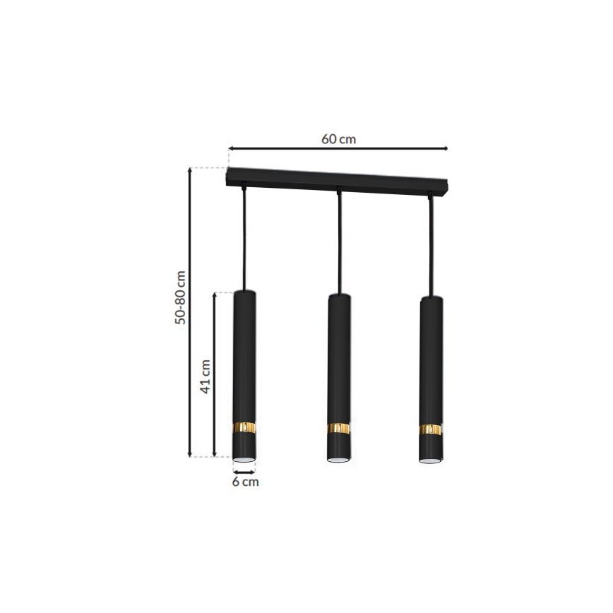 Żyrandol na lince JOKER 3xGU10/25W/230V czarny