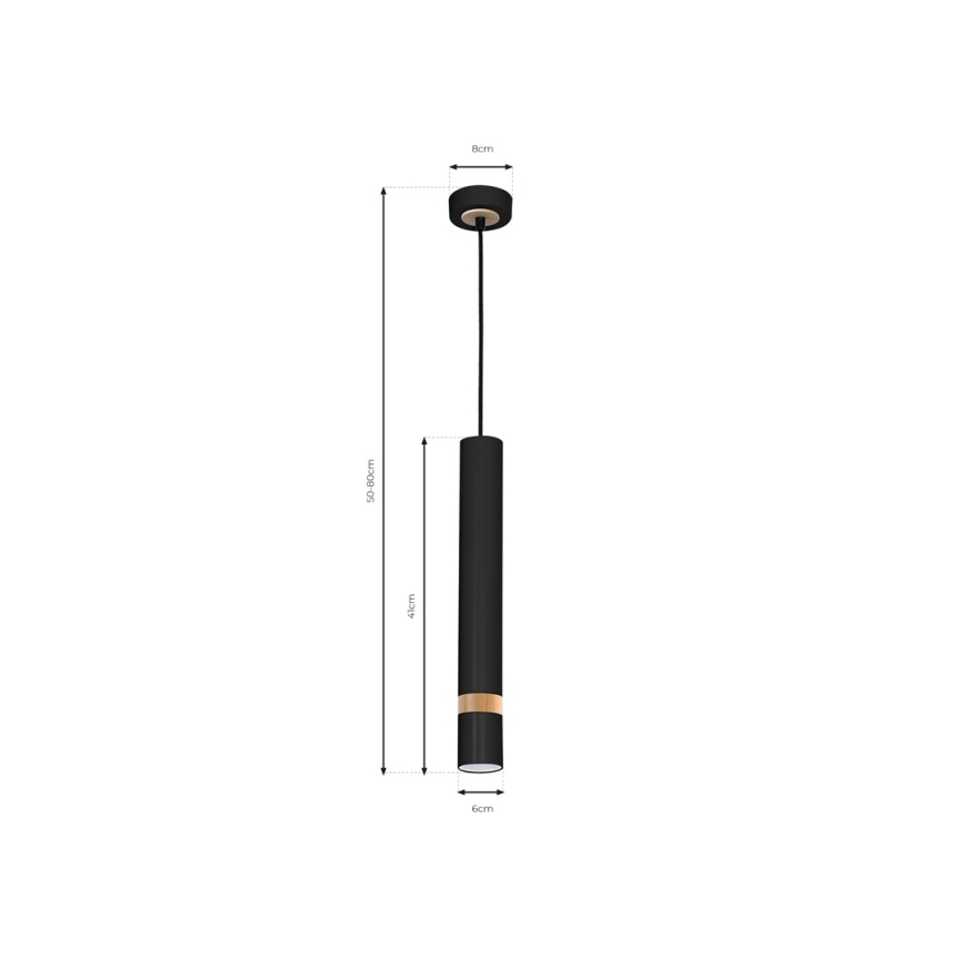 Żyrandol na lince JOKER BLACK WOOD 1xGU10/8W/230V