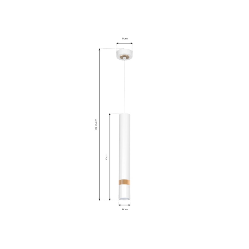 Żyrandol na lince JOKER WHITE WOOD 1xGU10/8W/230V