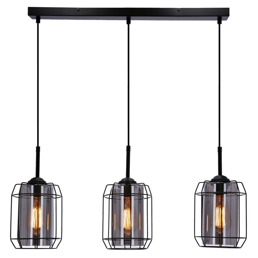 Żyrandol na lince JONERA 3xE27/40W/230V czarny