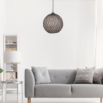 Żyrandol na lince JUTE 1xE27/60W/230V czarny