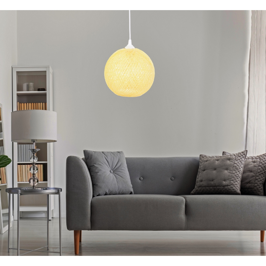 Żyrandol na lince JUTE 1xE27/60W/230V żółty