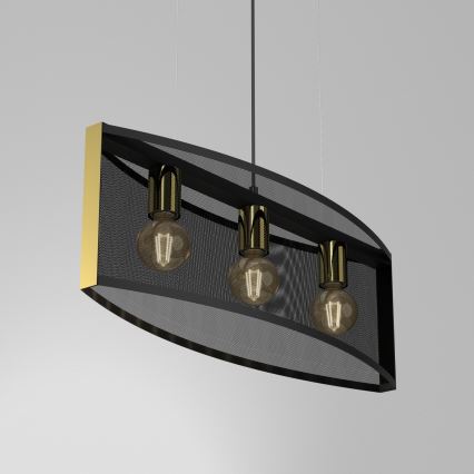 Żyrandol na lince KAGA 3xE27/60W/230V czarny/złoty