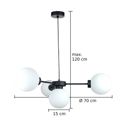 Żyrandol na lince KALIOPE 4xE14/50W/230V czarny/biały