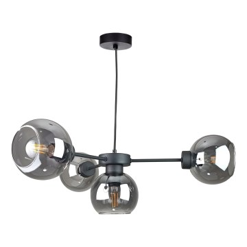 Żyrandol na lince KALIOPE 4xE27/60W/230V czarny/dym czarny