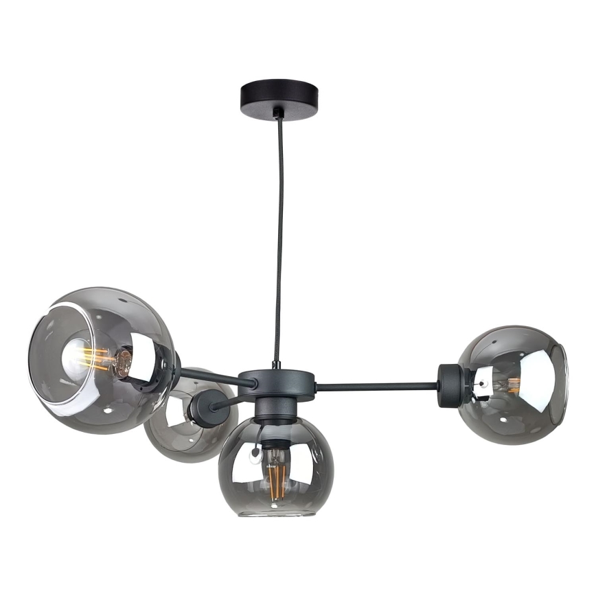 Żyrandol na lince KALIOPE 4xE27/60W/230V czarny/dym czarny