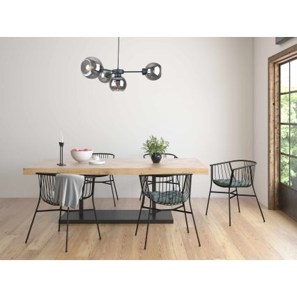 Żyrandol na lince KALIOPE 4xE27/60W/230V czarny/dym czarny