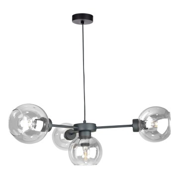 Żyrandol na lince KALIOPE 4xE27/60W/230V czarny/przezroczysty