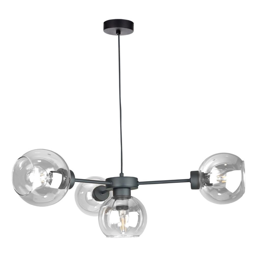 Żyrandol na lince KALIOPE 4xE27/60W/230V czarny/przezroczysty