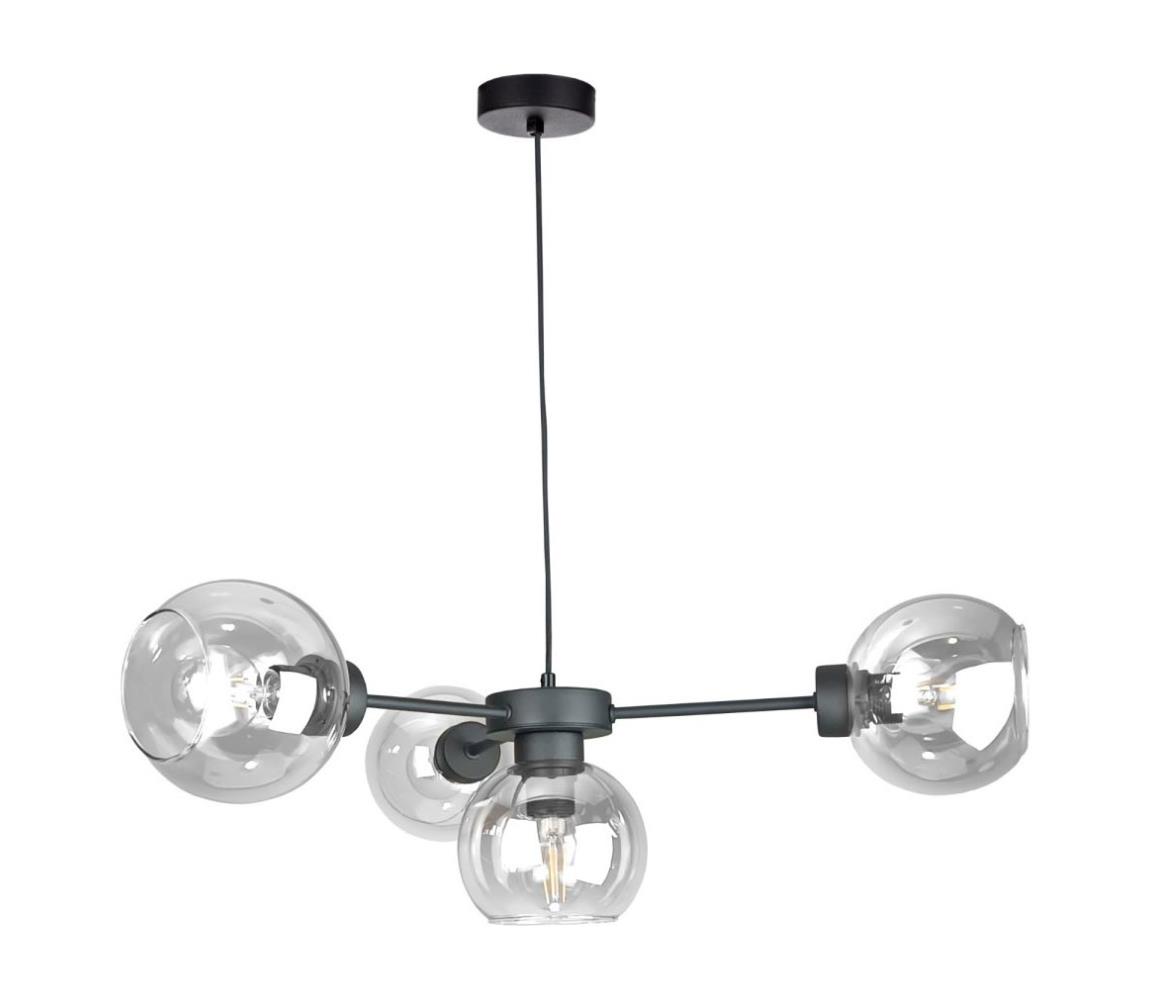 Żyrandol na lince KALIOPE 4xE27/60W/230V czarny/przezroczysty