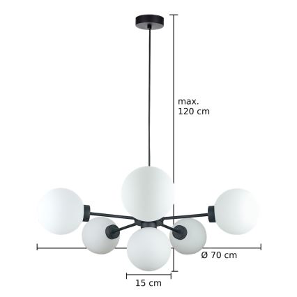 Żyrandol na lince KALIOPE 6xE14/50W/230V czarny/biały
