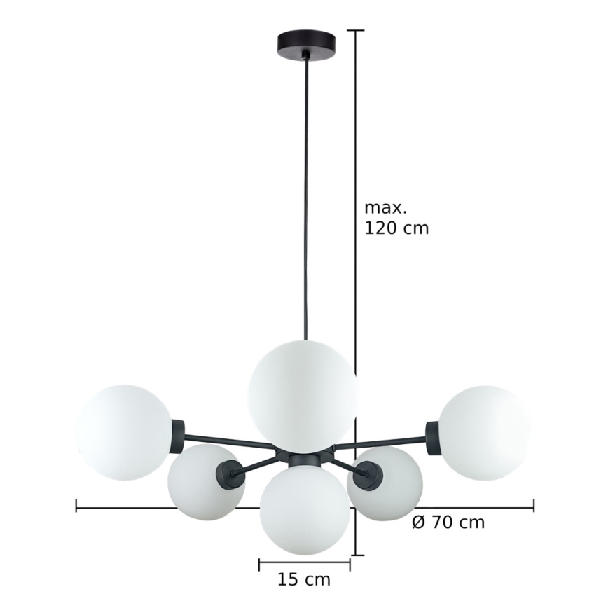 Żyrandol na lince KALIOPE 6xE14/50W/230V czarny/biały